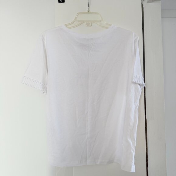ZARA white t shirt with scalloped detail sleeves size XL NWT - Picture 7 of 8